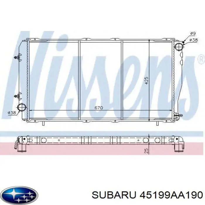 45199AA190 Subaru radiador