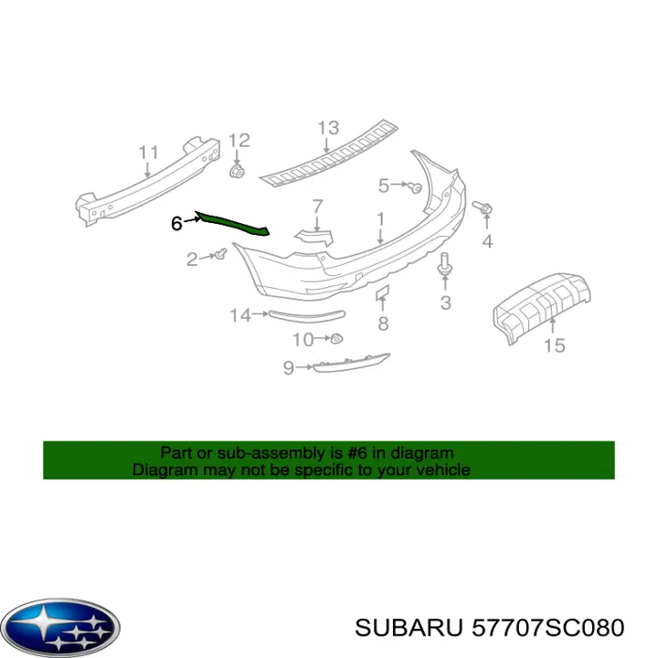 57707SC080 Subaru soporte de parachoques trasero exterior derecho