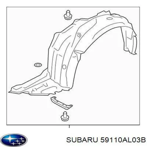 59110AL03B Subaru guardabarros interior, aleta delantera, izquierdo