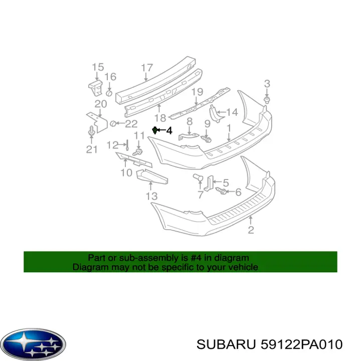 Clip de fijación de parachoques delantero Subaru 59122PA010 precio, desde 1,35 EUR