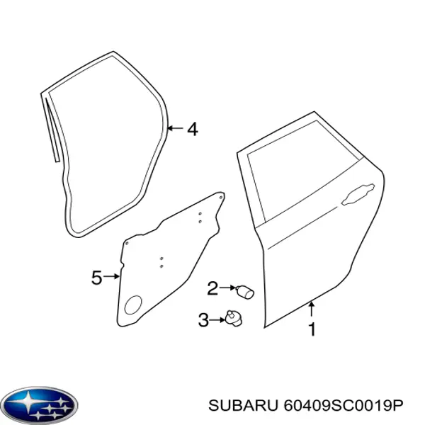 Puerta trasera derecha Subaru 60409SC0019P precio, desde 207,64 EUR