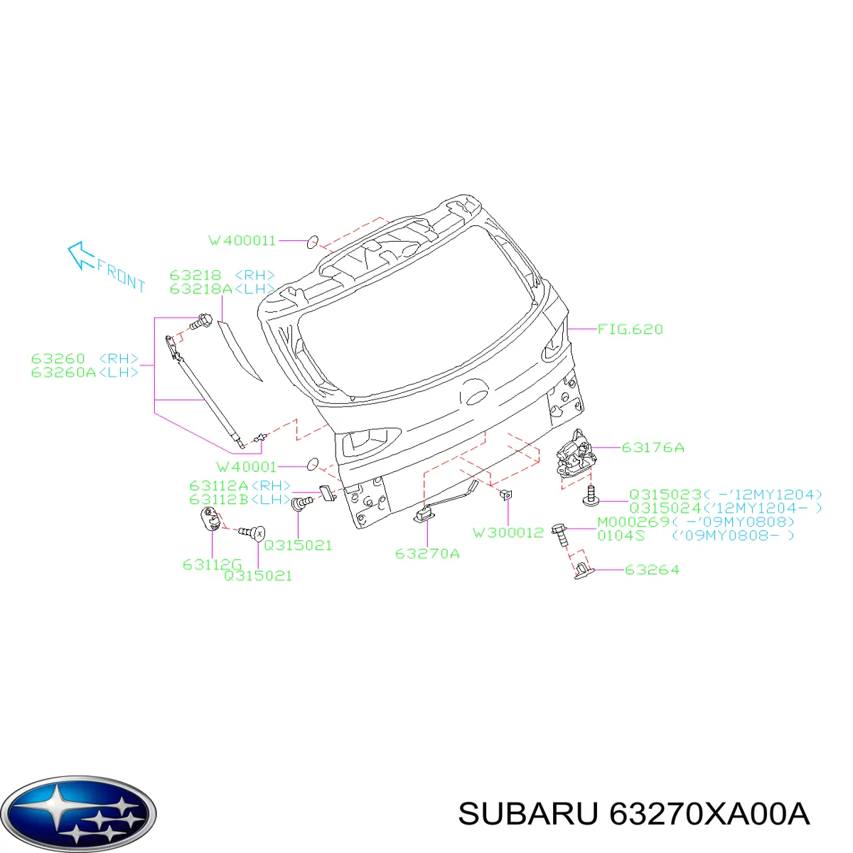 Boton De Accion De Bloqueo De La Tapa Maletero (3/5 Puertas Traseras) Subaru B9 Tribeca (WX)