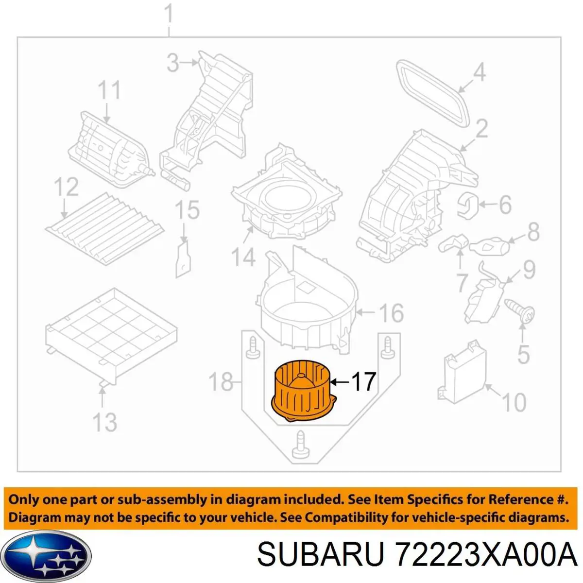 72223XA00A Subaru motor eléctrico, ventilador habitáculo