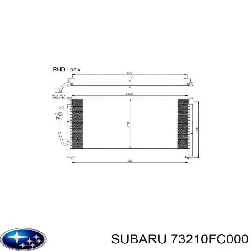 73210FC000 Subaru condensador aire acondicionado