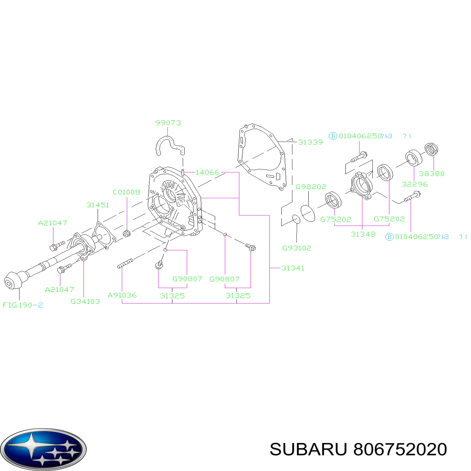 806752020 Subaru anillo retén, cigüeñal frontal