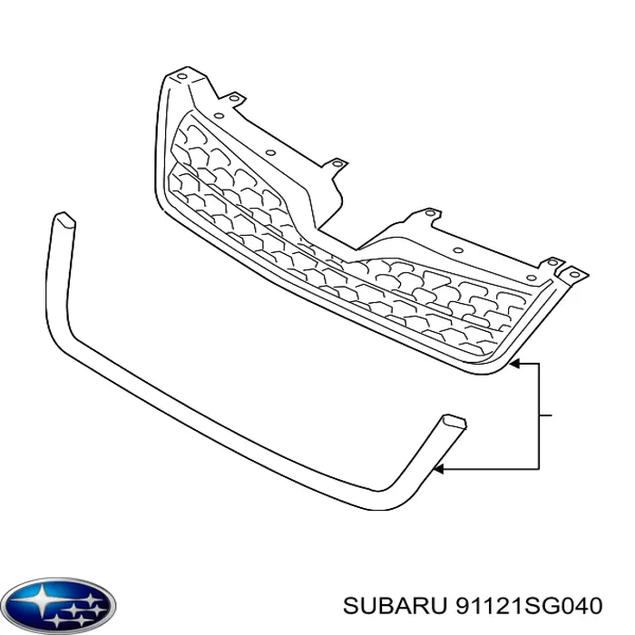 91121SG040 Subaru rejilla de radiador