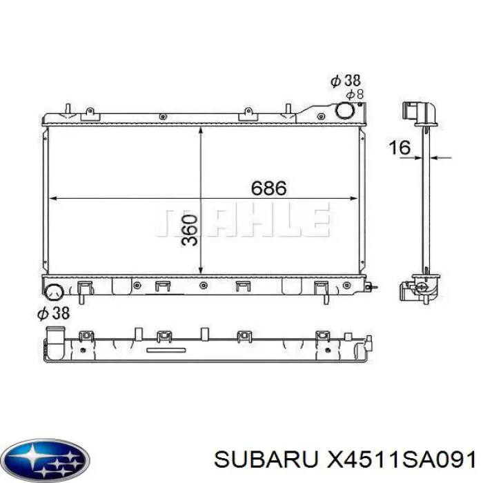 X4511SA091 Subaru radiador refrigeración del motor