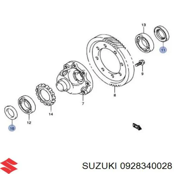 0928340028 Suzuki anillo retén, diferencial eje delantero