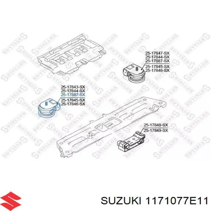 1171077E11 Suzuki soporte de motor trasero