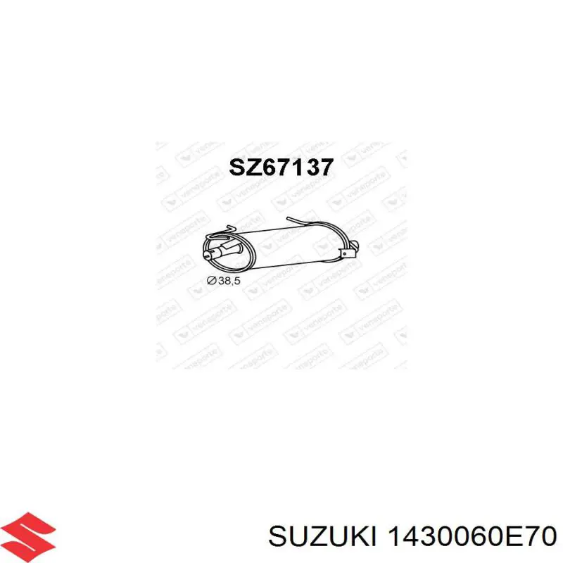 Silenciador central y trasero Suzuki 1430060E70 precio, desde 86,97 EUR
