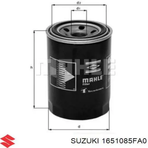 1651085FA0 Suzuki filtro de aceite