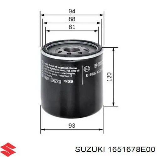 1651678E00 Suzuki filtro de aceite