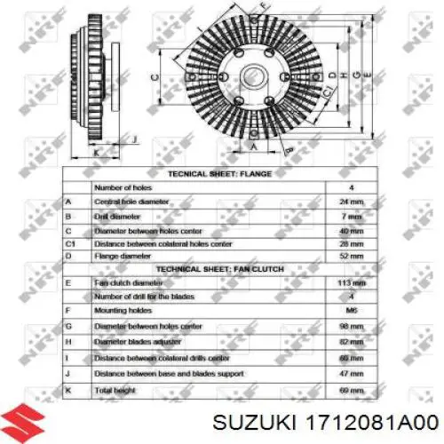 Embrague, ventilador de refrigeración Suzuki 1712081A00 precio, desde 39,92 EUR