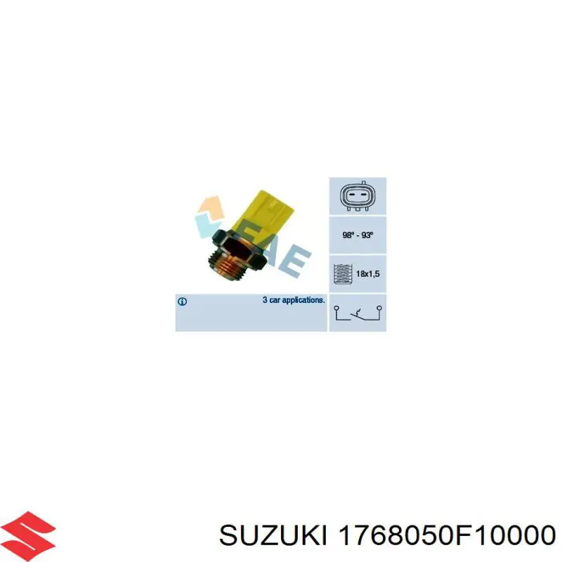 1768050F10000 Suzuki sensor, temperatura del refrigerante (encendido el ventilador del radiador)