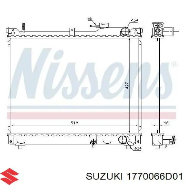 1770066D01 Suzuki radiador refrigeración del motor