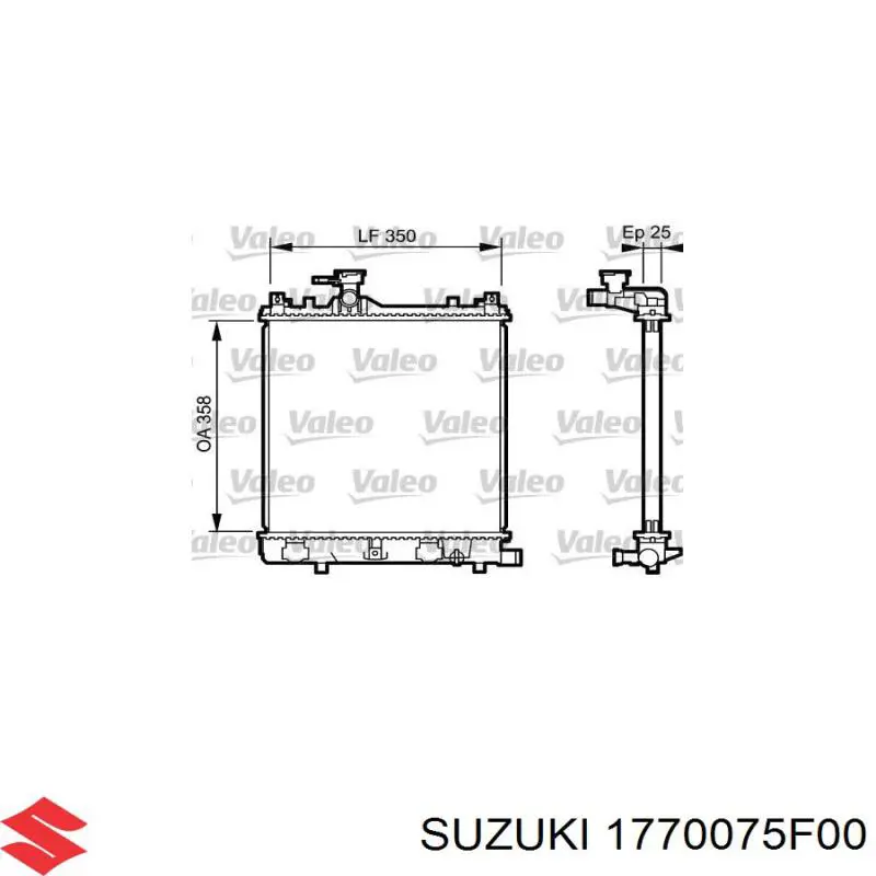 1770075F00 Suzuki radiador refrigeración del motor