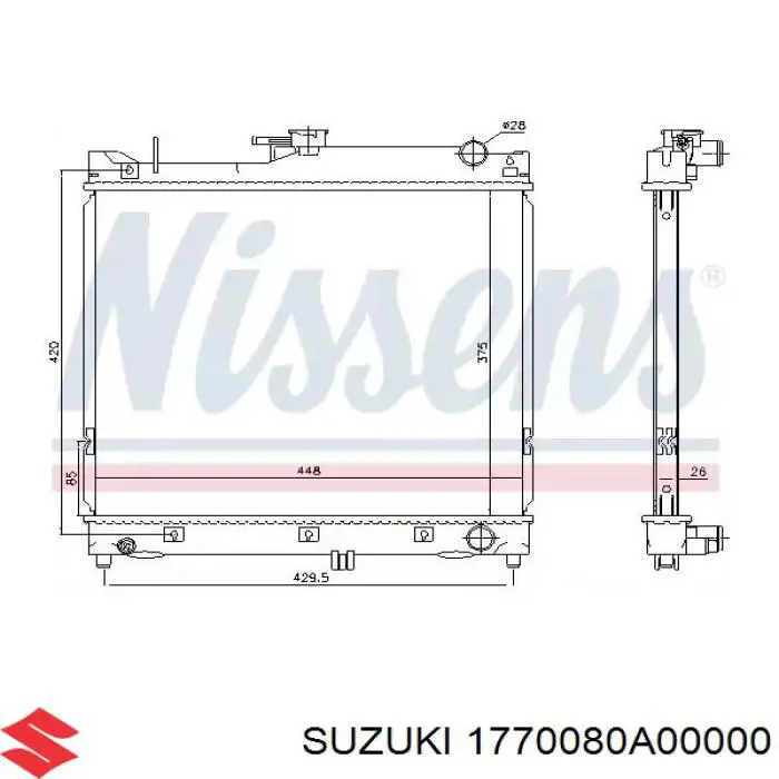 1770080A00000 Suzuki radiador refrigeración del motor