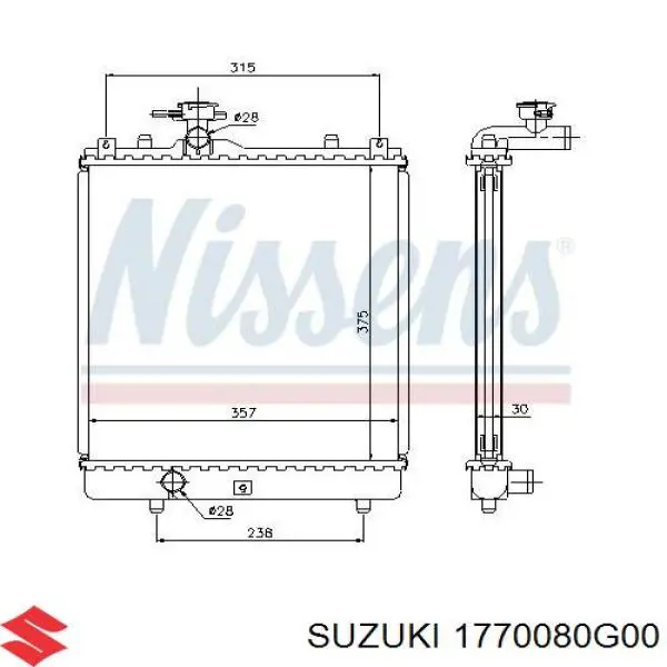 1770080G00 Suzuki radiador