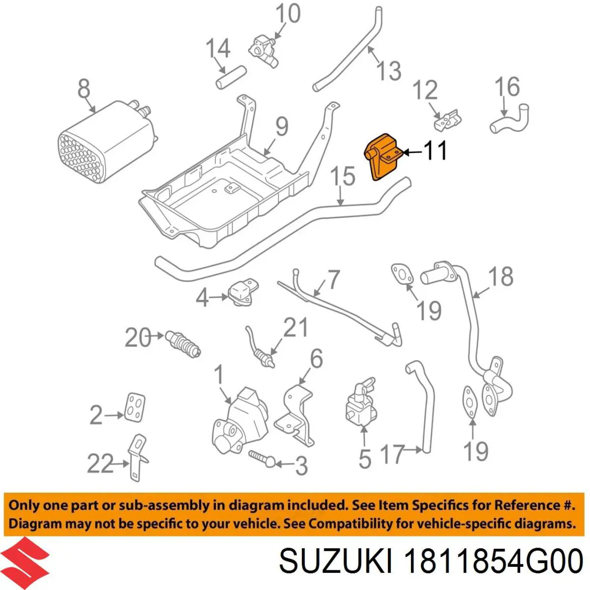 1811854G00 Suzuki válvula, ventilaciuón cárter