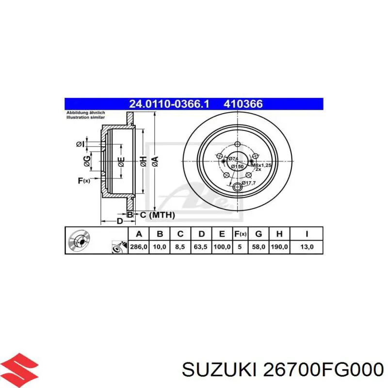 26700FG000 Suzuki disco de freno trasero