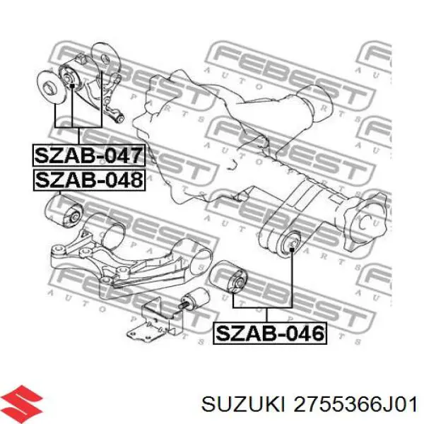 2755366J01 Suzuki Buje de la traviesa de montaje del diferencial delantero delantero