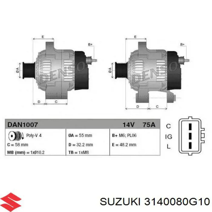 31400-80G10 Suzuki alternador