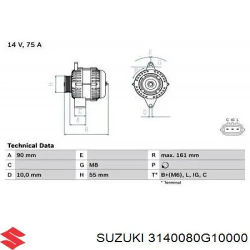 31400-80G10-000 Suzuki alternador
