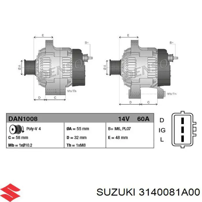 3140081A00 Suzuki alternador