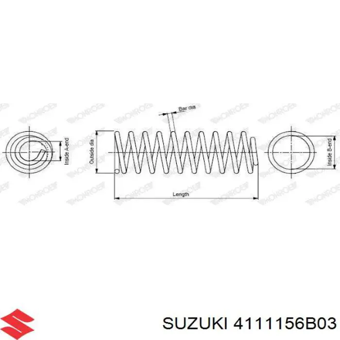 4111156B03 Suzuki muelle de suspensión eje delantero