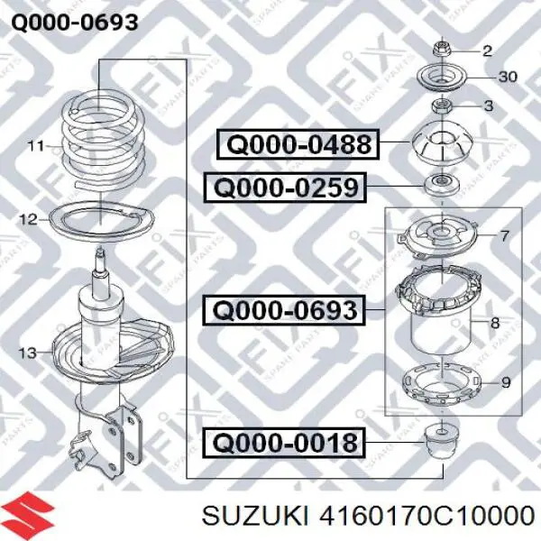 4160170C10000 Suzuki amortiguador delantero derecho