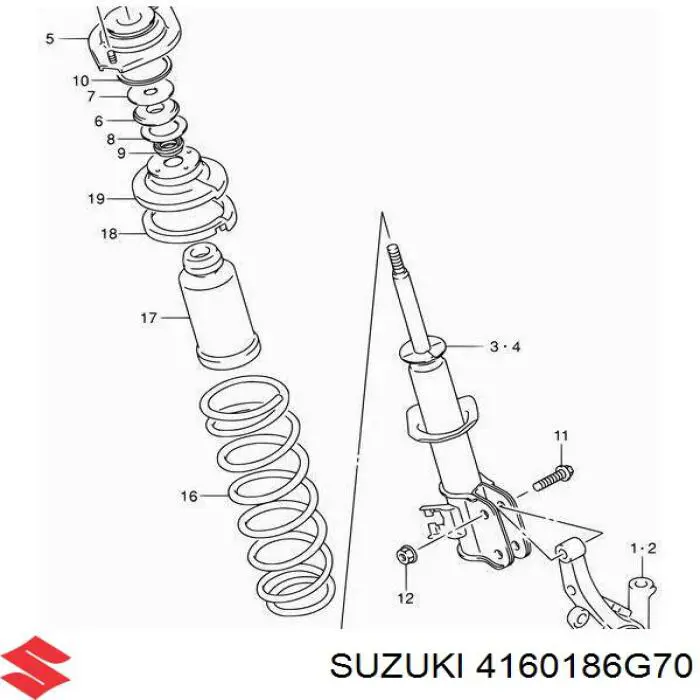 4160186G70 Suzuki amortiguador delantero derecho