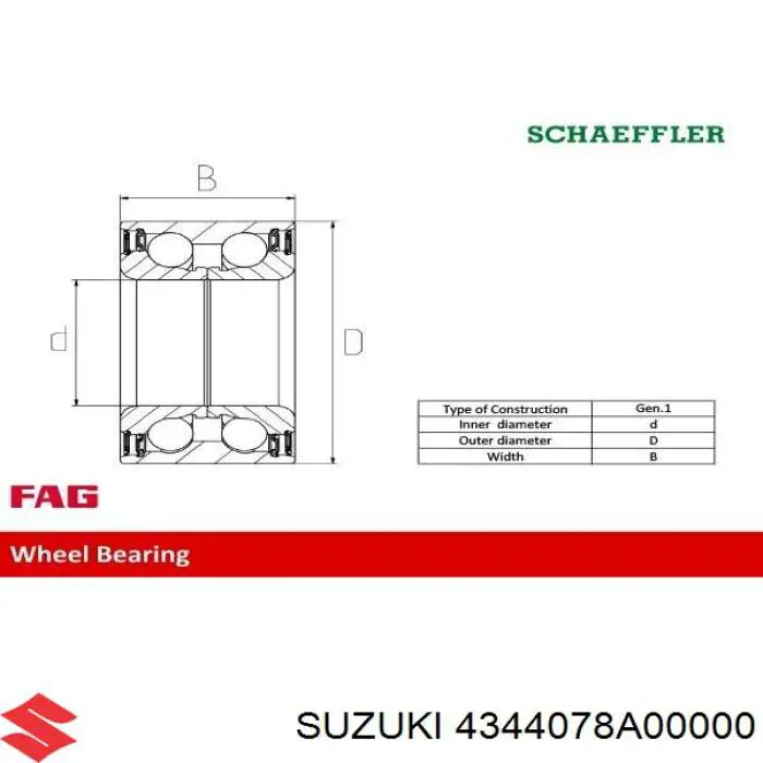 4344078A00000 Suzuki cojinete de rueda delantero