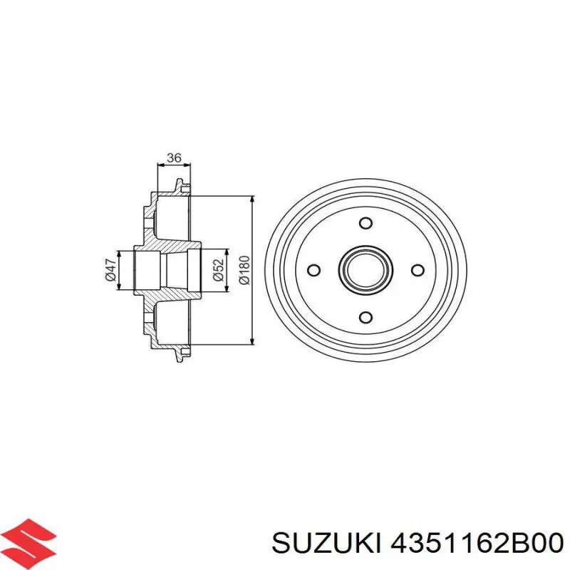 Tambor de freno trasero Suzuki 4351162B00 precio, desde 38,12 EUR