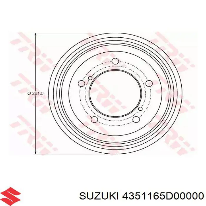 Tambor de freno trasero Suzuki 4351165D00
