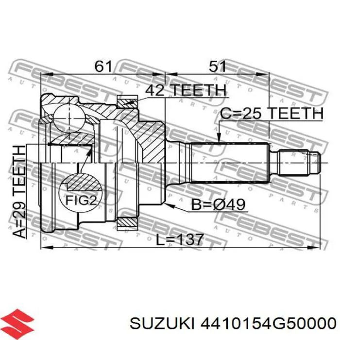 Árbol de transmisión delantero derecho para Suzuki Liana (ER)