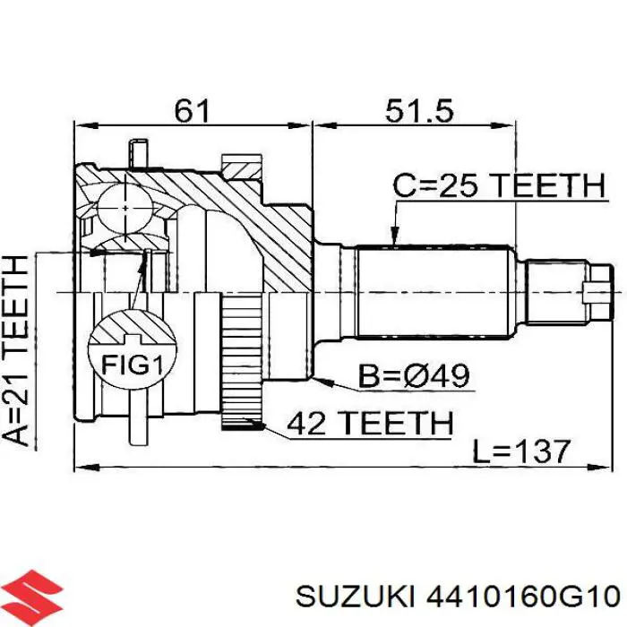 4410160G10 Suzuki árbol de transmisión delantero derecho