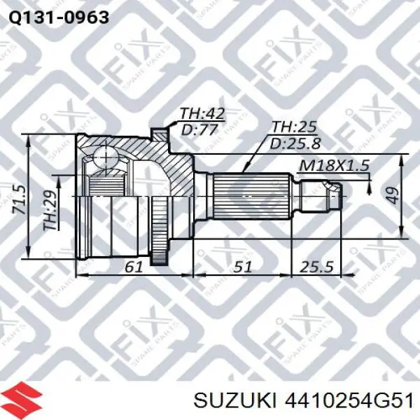 4410254G51 Suzuki árbol de transmisión delantero izquierdo