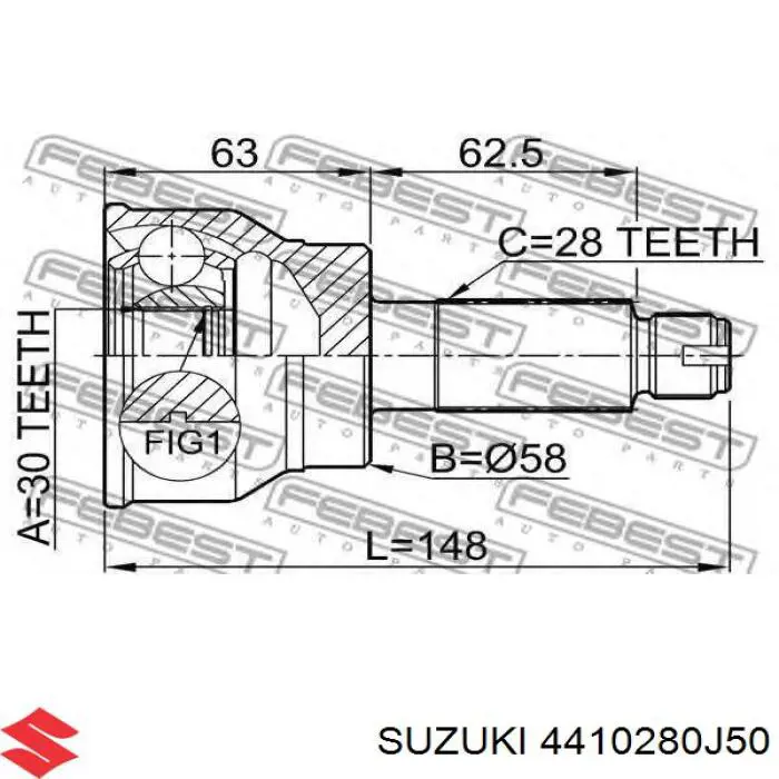 Árbol de transmisión delantero izquierdo para Suzuki SX4 