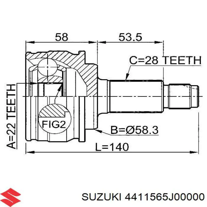 4411565J00000 Suzuki junta homocinética interior delantera izquierda