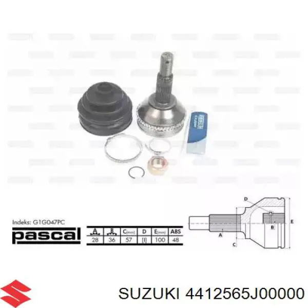 4412565J00000 Suzuki fuelle, árbol de transmisión delantero interior