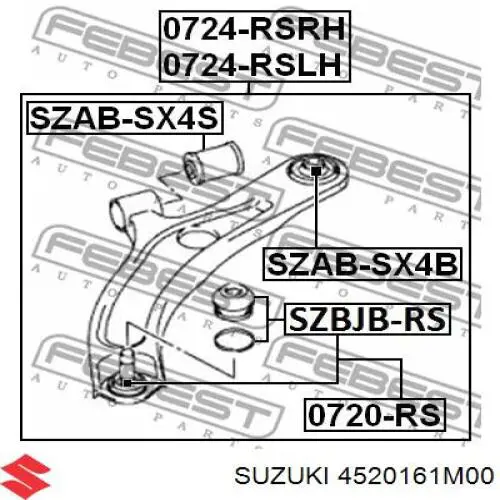 Brazo inferior derecho de la suspensión delantera Suzuki 4520161M00 precio, desde 76,85 EUR