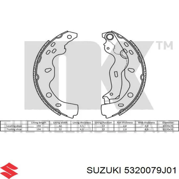 Zapatas de freno de tambor traseras Suzuki 5320079J01 precio, desde 27,80 EUR