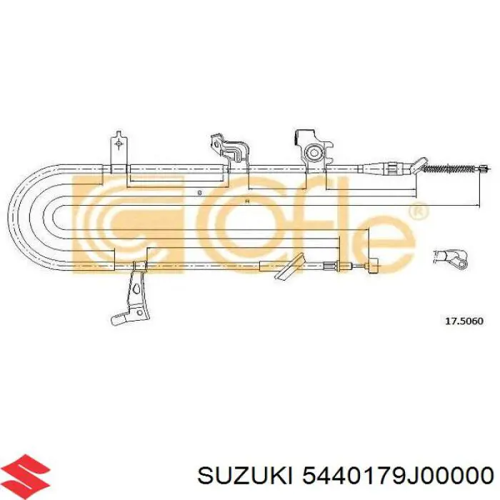 5440179J00000 Suzuki cable de freno de mano trasero derecho