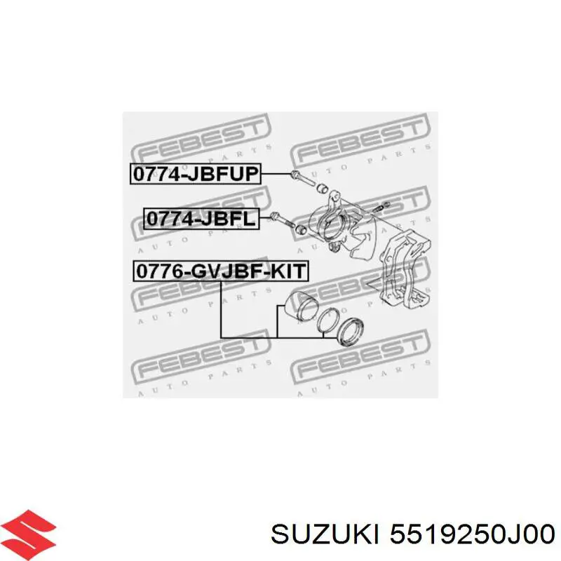 5519250J00 Suzuki pasador guía, pinza del freno delantera, inferior