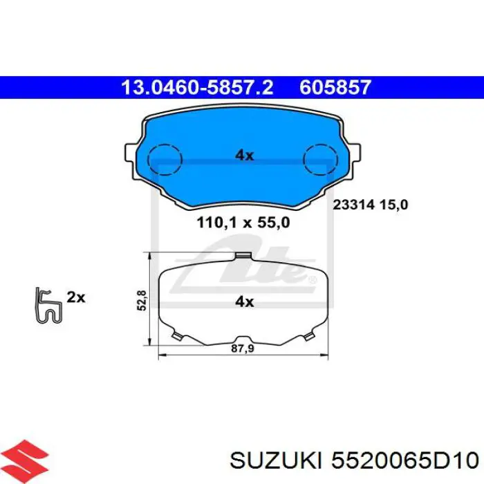 Comprar 5520065D10 Suzuki Pastillas delanteras de freno