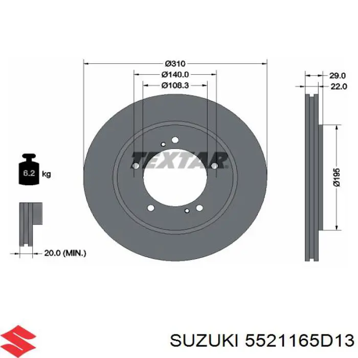 5521165D13 Suzuki disco de freno delantero