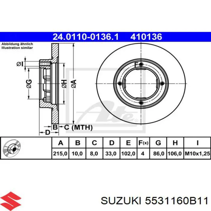 5531160B11 Suzuki disco de freno delantero