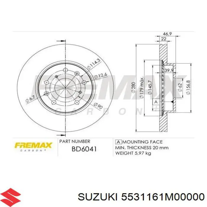 5531161M00000 Suzuki freno de disco delantero