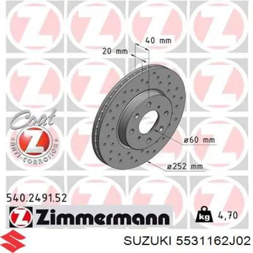 5531162J02 Suzuki disco de freno delantero