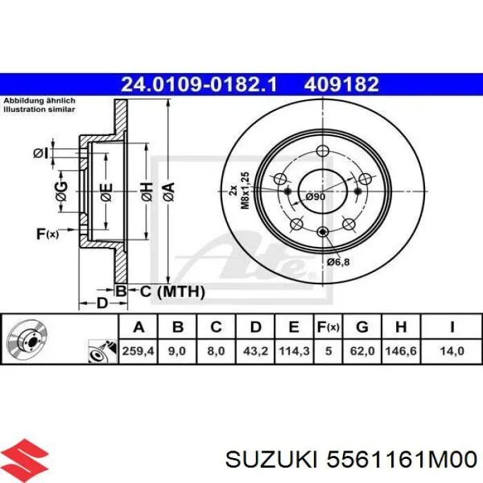 Disco de freno trasero Suzuki 5561161M00 precio, desde 40,46 EUR